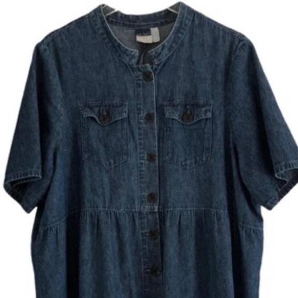 Ulla Popken Denim Button Front Short Sleeve Dress US 16/18 - Picture 5 of 6